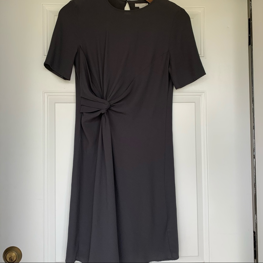 •H&M• Charcoal Gray Viscose Side Knot Dress-Size 6 - Picture 1 of 7